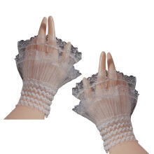 Detachable Shirt Pleated Flared Sleeve False Cuffs-White