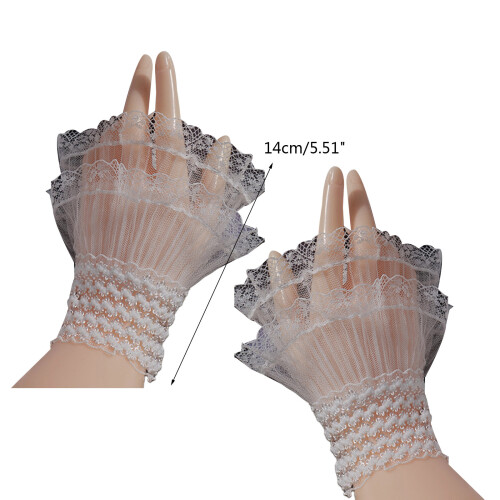 Detachable Shirt Pleated Flared Sleeve False Cuffs-White 1
