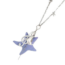 Soft Plush Star Music Note Charm Necklace 78cm Copper Alloy