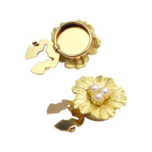 Women's Shirt Button Cover, Floral Cufflinks With-Yellow