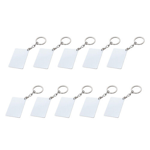 10 Reusable Metal Keychains with Blank-Rectangle 40 by 60mm