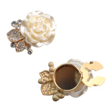 Women's Shirt Button Cover, Floral Cufflinks With-Gold