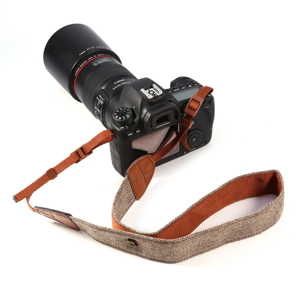 Camera Neck Strap Classical Cotton & Pu Leather For Dslr Slr Cameras (Brown) Brown 5051358597006