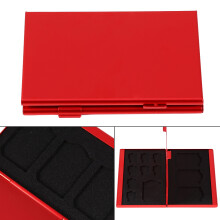 12 Slots Aluminium Micro SD & TF Card Case – Red, Lightweight & Durable