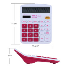 Colorful Rose Red 12-Digit Dual Power Desktop Calculator, Portable & Clear Display