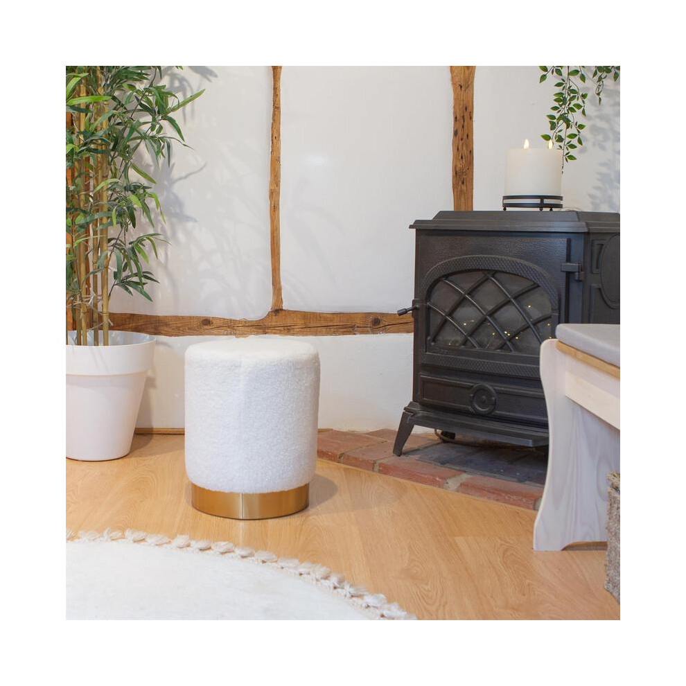 (Default) Harbour Housewares Round Boucle Footstool - H36 x D29cm - Cream-image-OPC-PMSFFTF-NEW