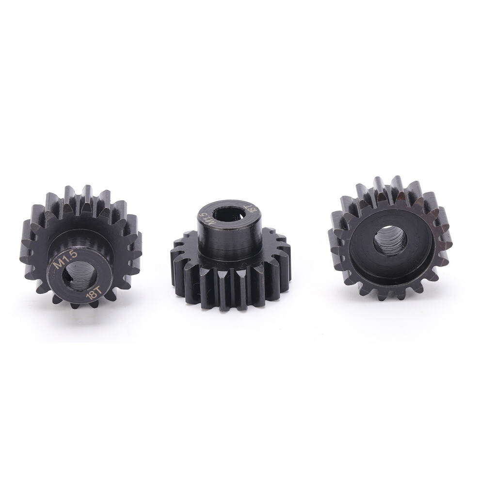3Pcs Steel Pinion Gear 18T M1.5 8Mm Shaft For 1/5 1/6 Rc Cars Black 4631358597957