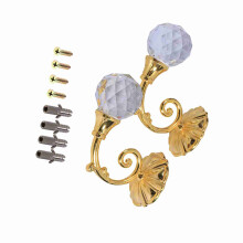 Gold Metal Curtain Holdback 2x Crystal Glass Wall Hooks Tie Back Holders Strong