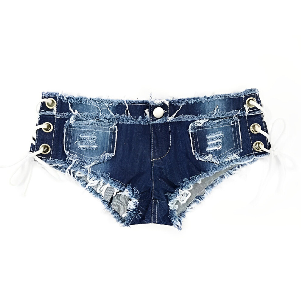 (Blue, S) Women Cotton Denim Shorts Bar Jeans Low Waist Nightclub Summer Party-image-OPC-PMSFNRX-NEW