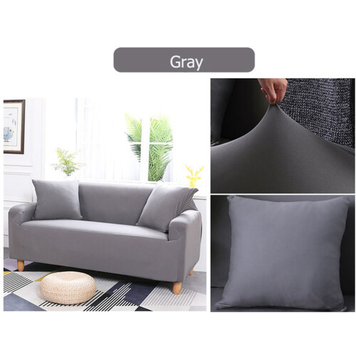 Grau 3-Sitzer Polyester-Überwurf für Sofa, 190-230cm, Einfacher Sitzpassform