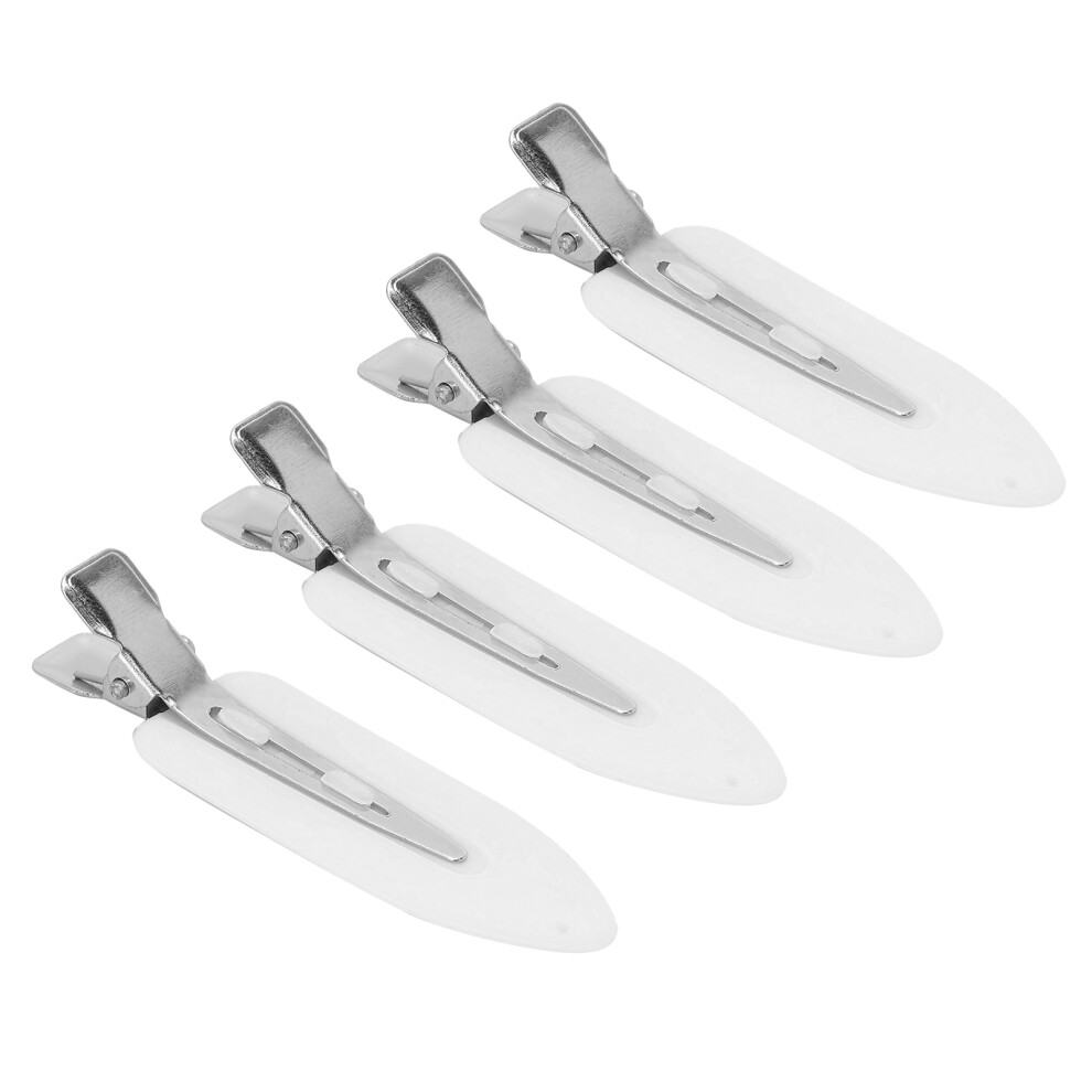 4 Pcs White Hair Clips Set - Abs Alloy No Bend Crease Hair Accessories