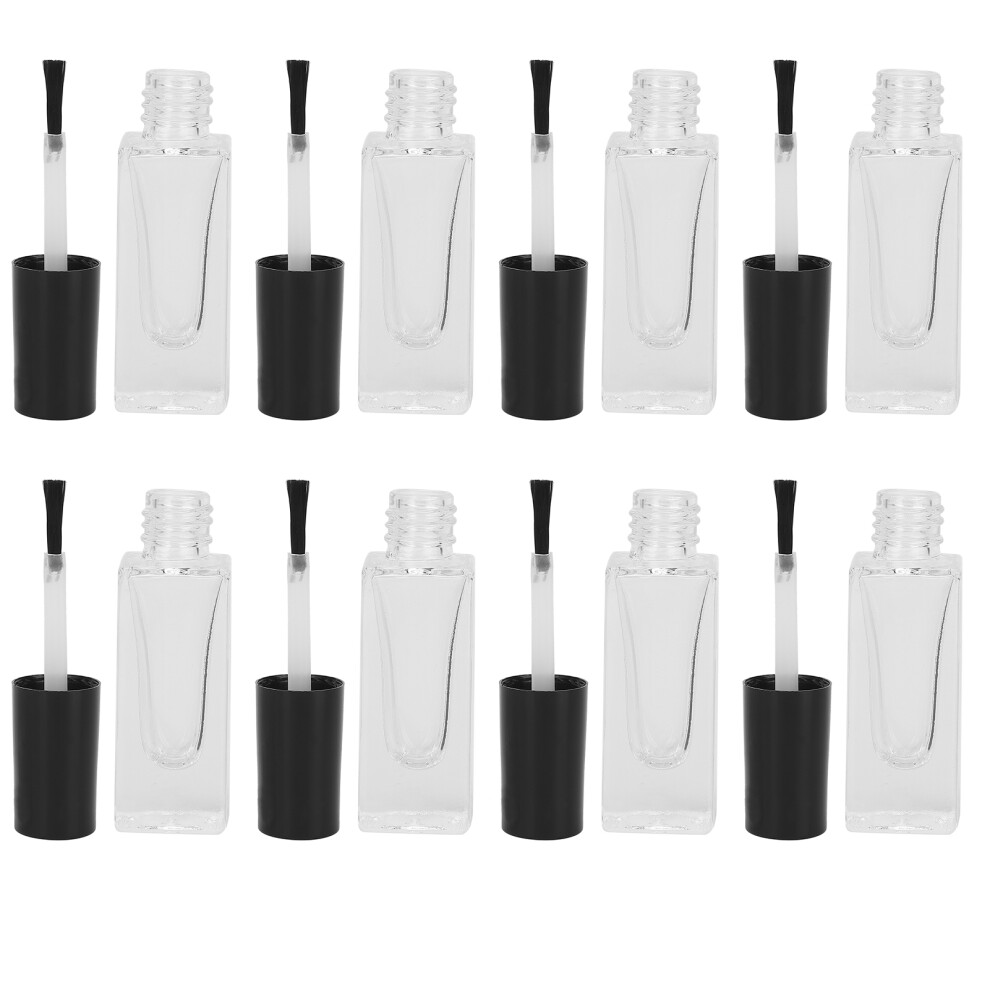 Set of 8 Transparent Glass Nail Varnish Bottles 7ml Refillable Rectangles