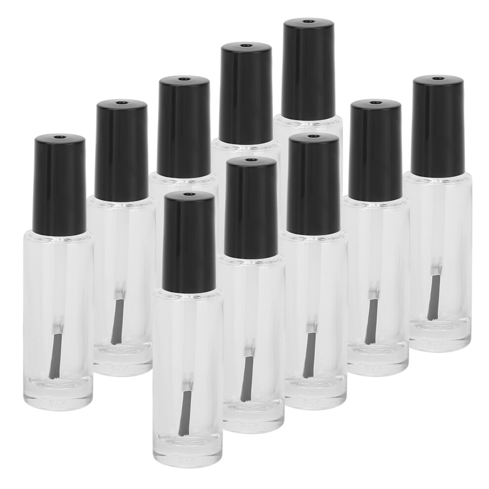 Set of 10 Glass Nail Polish Bottles 8ml with Brush Balls & Funnel