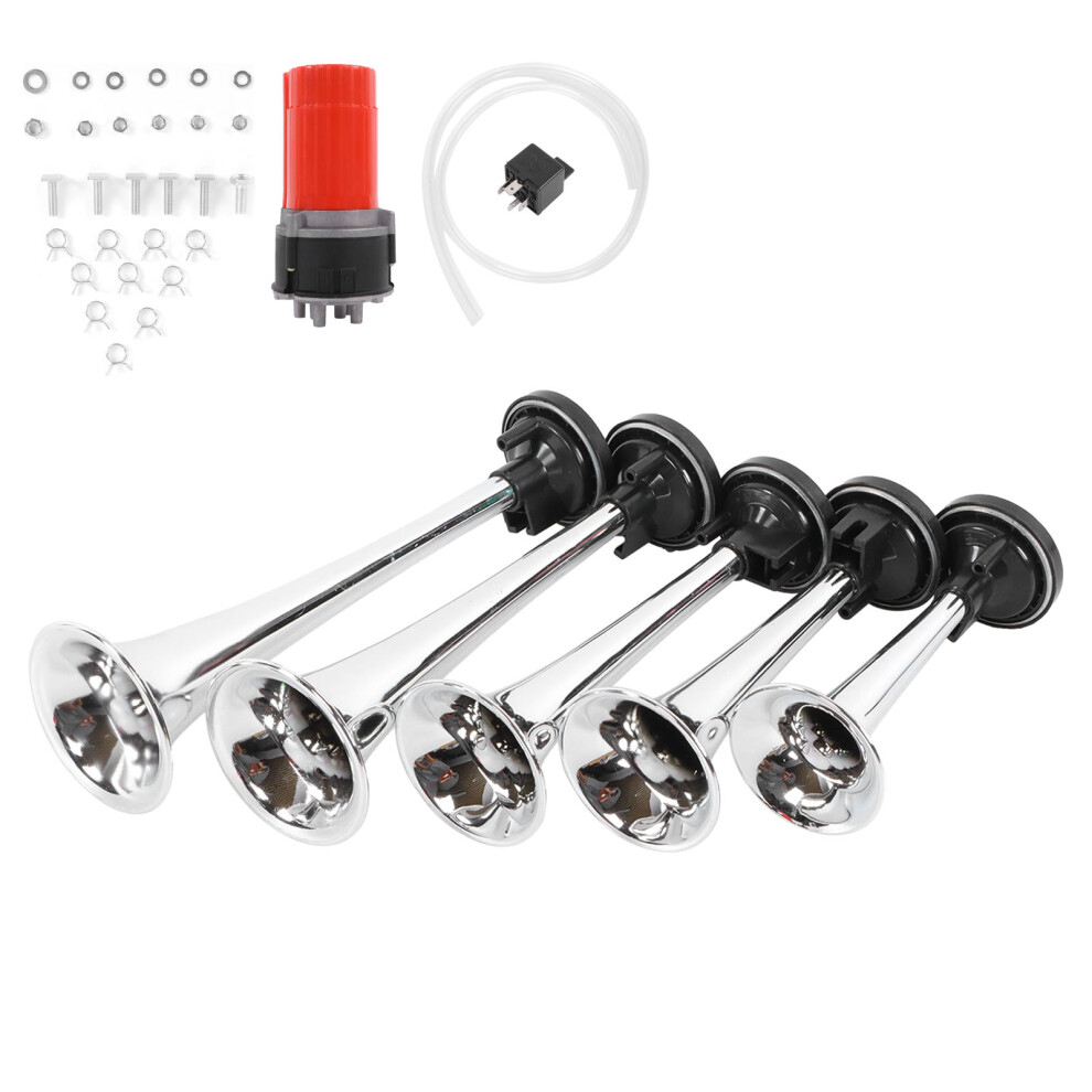 5Pcs Car Air Horn With Air Compressor 130Db For Trucks Buses Boats 3221358603119