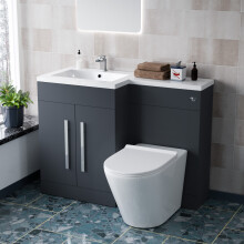 Nes Home 1100mm Left Hand Matte Grey Basin Vanity WC Unit & Rimless Back To Wall Toilet