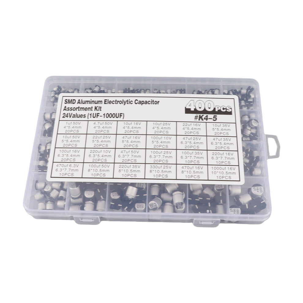 400Pcs Electrolytic Capacitor Assortment Kit 1Uf-1000Uf 6.3V-50V 3411358608225