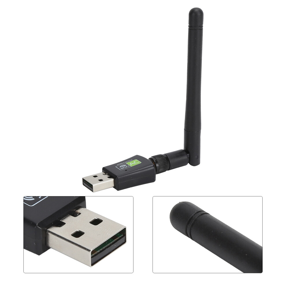 Usb Wifi Adapter 600Mbps Dual Band Wireless Network Card Ethernet 2.4Ghz 5Ghz Black 4981358610034