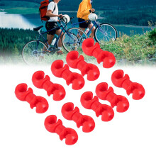 Zubehör für Fahrräder: 10 Stück S-Style Kabelschutz-Hülsen, rotes Kabelclip-Set