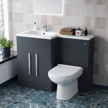 Nes Home 1100mm Left Hand Matte Grey Basin Vanity WC Unit & Back To Wall Toilet
