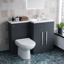 Nes Home 1100mm Right Hand Matte Grey Basin Vanity WC Unit & Back To Wall Toilet