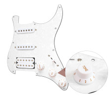 White Pearl 3-Ply Loaded Pickguard Set for Strat Electric Guitar with Humbucker & Single Coils