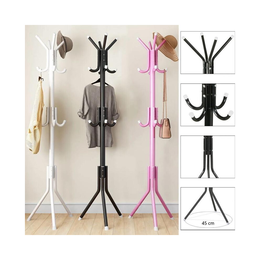 (Pink) Coat Rack Standing Metal Hat Hanger 12 Hook for Jacket Umbrella Tree Stand Black-image-OPC-PMSG6C7-NEW