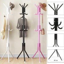 (White) Coat Rack Standing Metal Hat Hanger 12 Hook for Jacket Umbrella Tree Stand Black