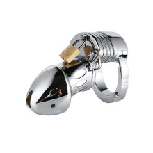Duty Chastity Cage Metal Penis Cage With Adjustable Cock Rings Silber_L Model Silver Color Mens Chastity Belt