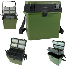 (Default) Crystals Fishing Tackle Box with Padded Seat & Straps, Organizer Case Boxes Containers, Vest Casting Fly Fishing - Green/Black