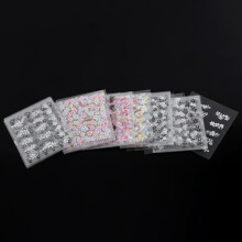 Multifarbige 3D-Blumen-Nagelkunst-Sticker – 50 Blatt Selbstklebende Abziehbilder