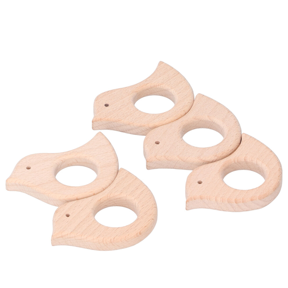 Baby Teether Set 5Pcs Wooden Bird Shape Non-Toxic Teething Toys
