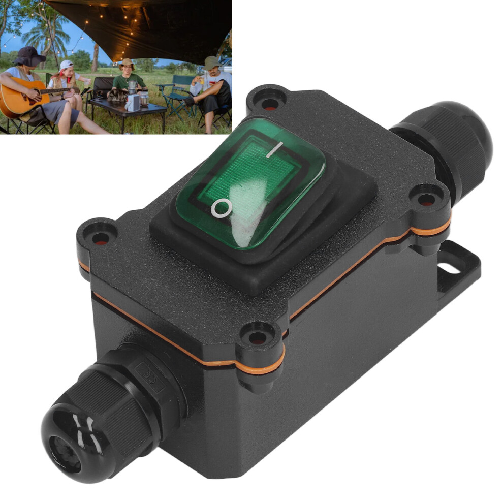 Ip65 Waterproof 4 Pin 2 Position Inline Cord Switch Rocker On Off Outdoor Green 7661358632621