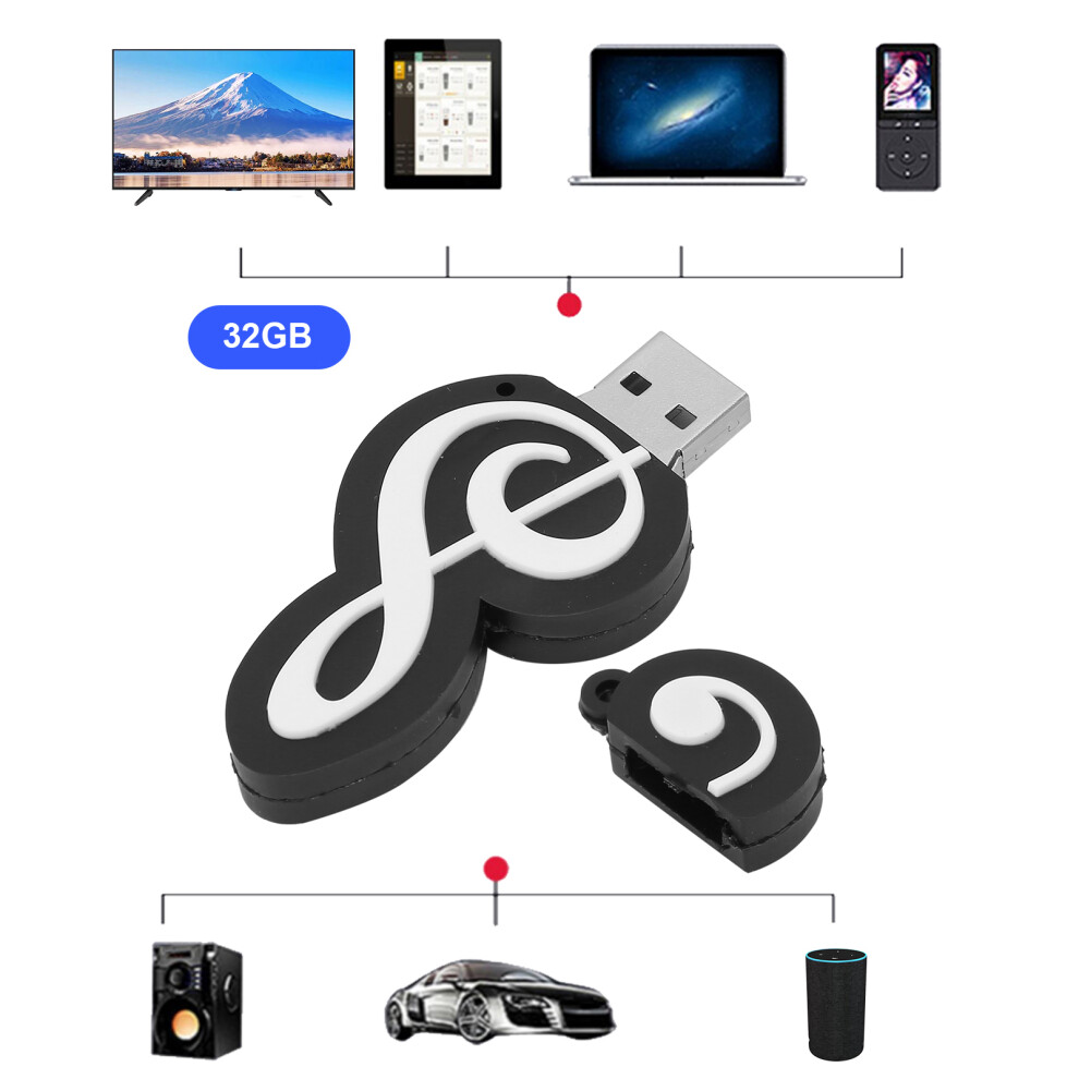 Compact 32Gb Note Usb Flash Drive For Music Movie Data Transfer Black 3131358635341