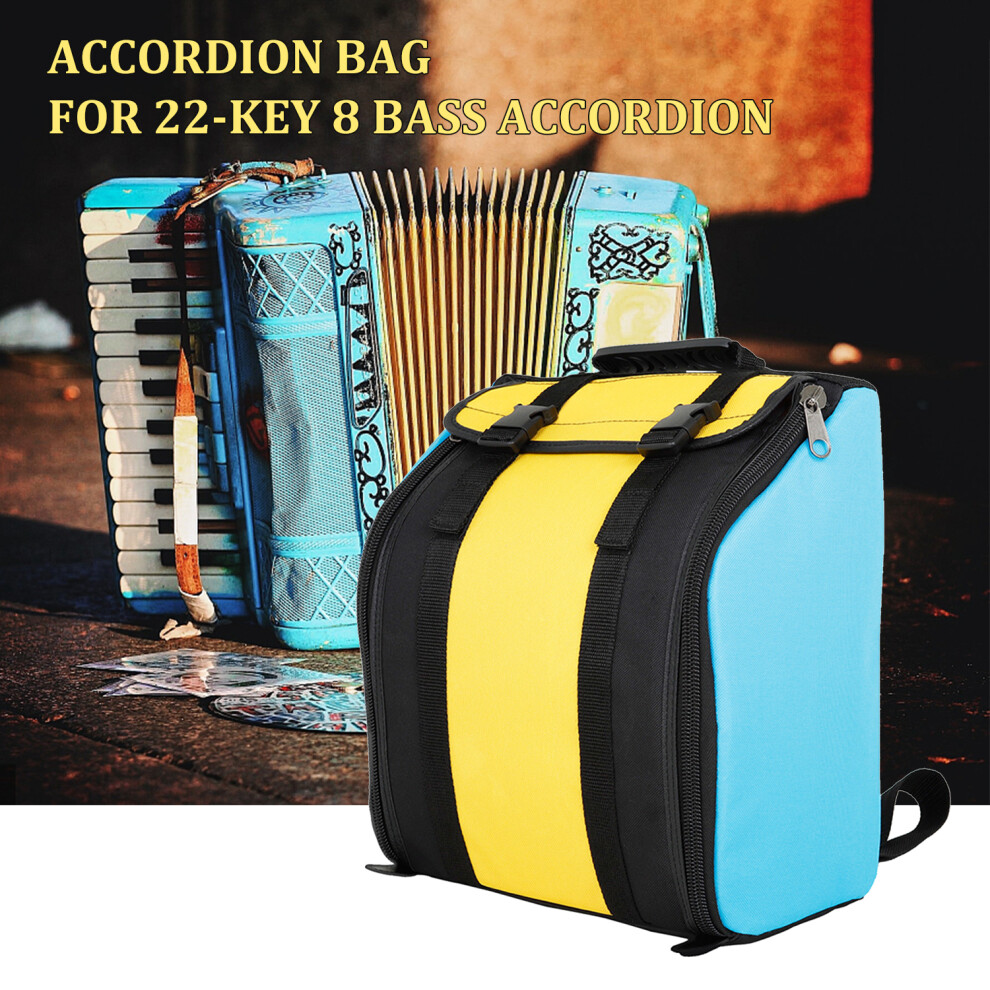 Accordion Gig Bag for 22-Key 8 Bass Yellow & Blue, 33x31x17cm
