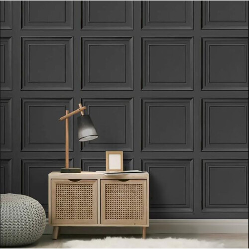 (Default) Wallpaper Raven Fine Decor Panel Persegi - Sleek Panel Design, Modern Grey Wallpaper for Chic Interiors