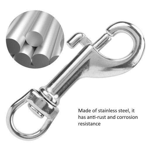 L65MM Stainless Steel Double Ended Spring Snap Clips Diving Hooks 2