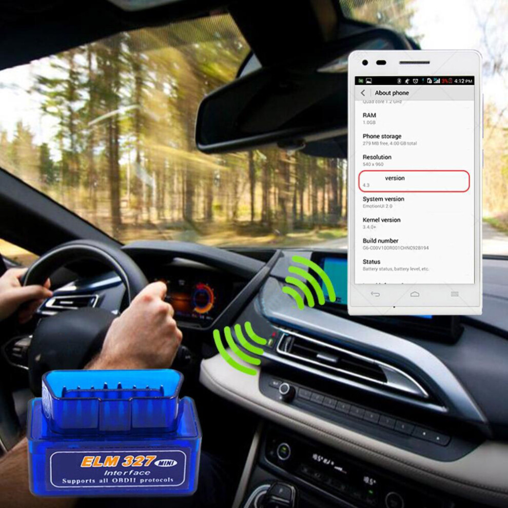Obd2 V1.5 Tooth 5.1 Car Scanner For Ios & Android, Diagnostic Tool Blue 7661358637763
