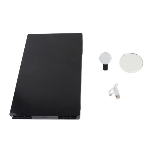 3-Way LED Mirror with 10X Magnifier, 360 Viewing, USB, Black 1