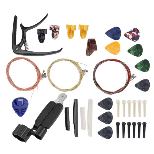 Guitar String Replacement Kit with Picks & Bridge Pin Tool, Metal+Plastic