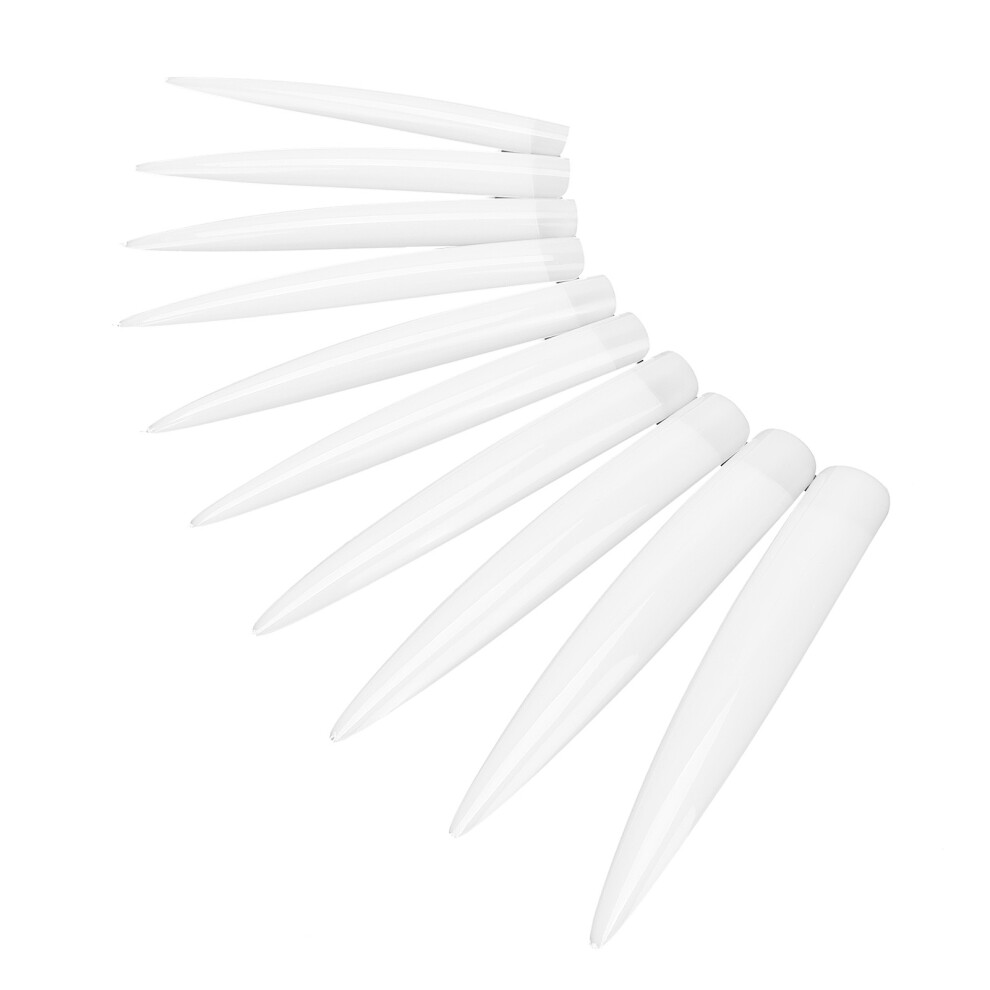 10pcs Clear Long Pointed Fake Nail Tips for Manicure Home Salon Use