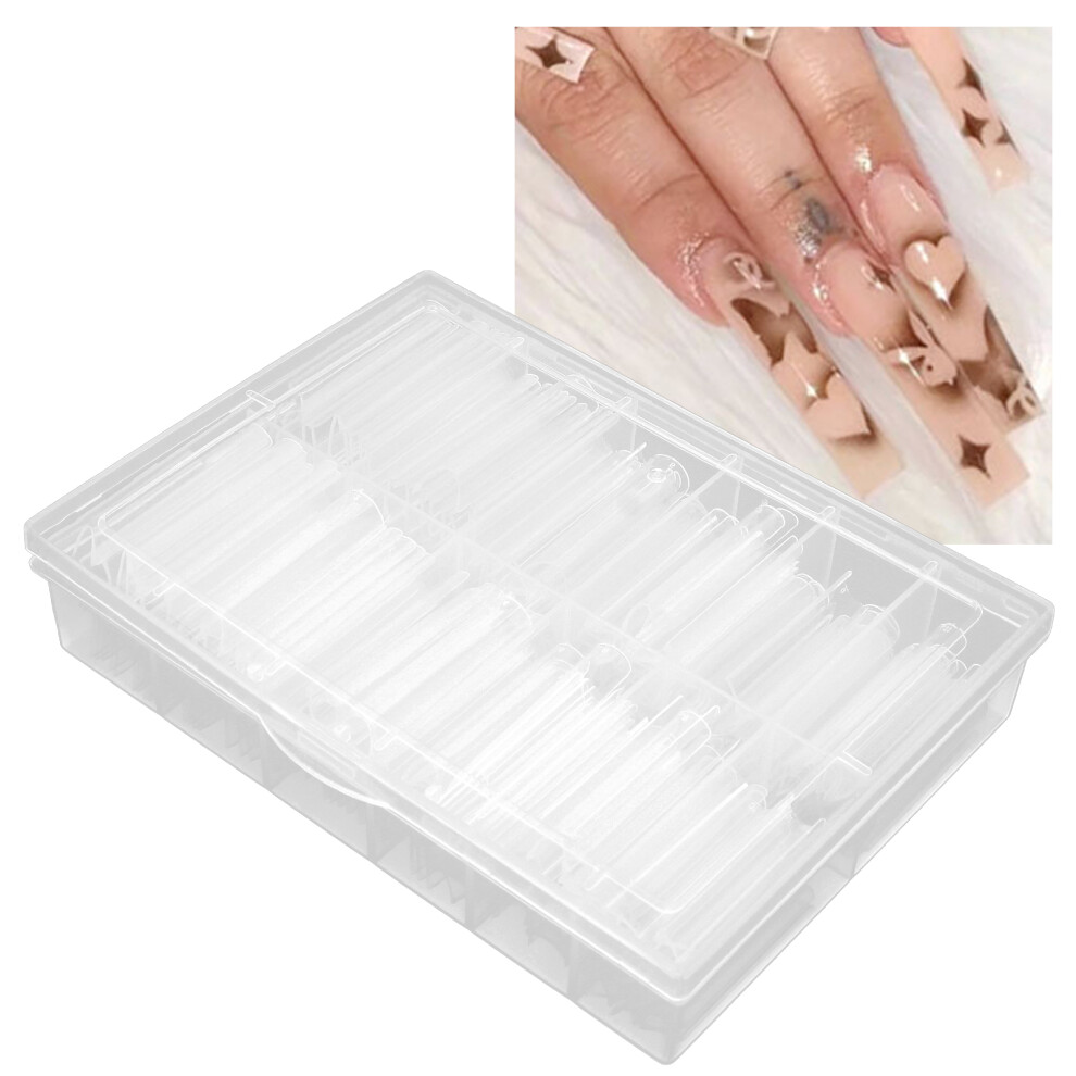 240 Pcs Transparent Fake Nail Tips Set, 12 Sizes, ABS Material