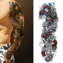 Großarme Temporätes Fake-Tattoo-Aufkleber Wasserdicht Weinstock- und Blumenmuster, 17x4,8cm