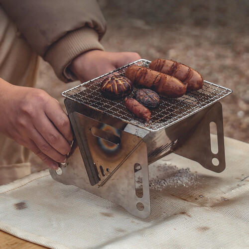 Folding Campfire-Grill Stainless Steel Grate Barbeque Grill 1