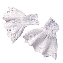 Female Girls Sweater Decorated Fake Sleeves-One Size White