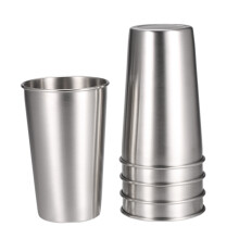 5er Pack Edelstahl-Pint-Becher 500ml, Silber, langlebig & wiederverwendbar