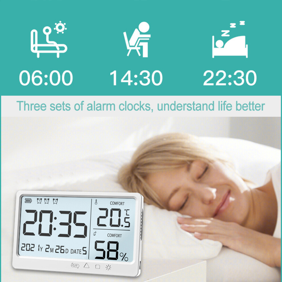 High Precision Lcd Temperature & Humidity Meter With Alarm Clock And Display 8711358669468