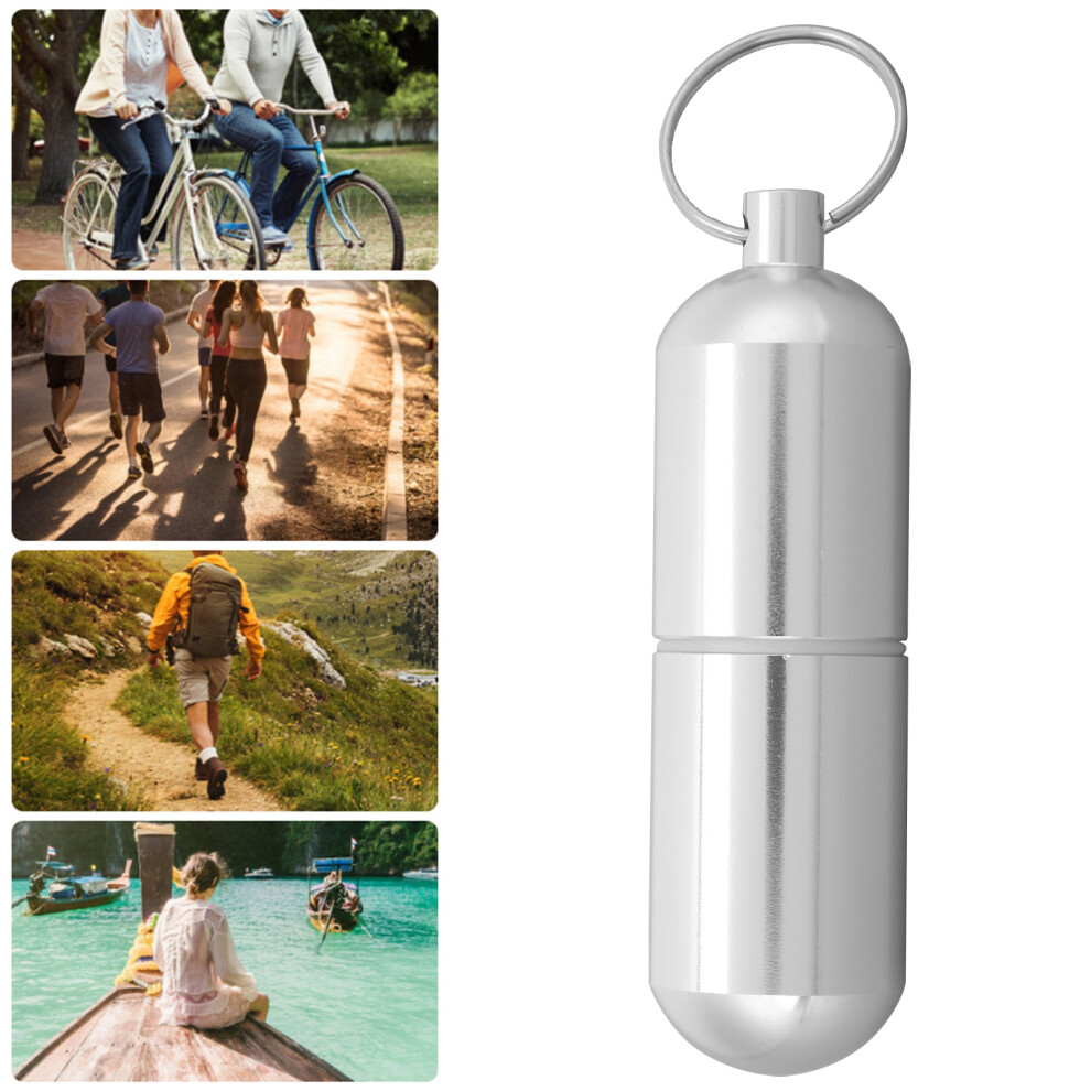 Waterproof Aluminum Pill Holder with Keychain for Outdoor Travels