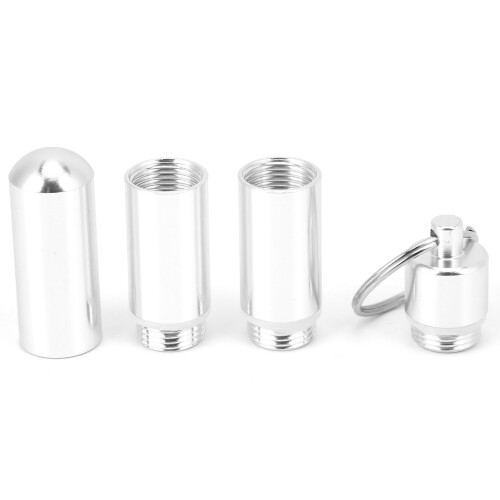 Waterproof Aluminum Pill Holder Keychain with Adjustable Layers Compact Size