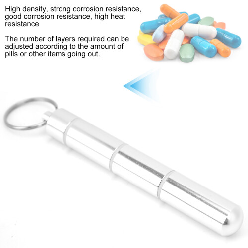 Waterproof Aluminum Pill Holder Keychain with Adjustable Layers Compact Size 2