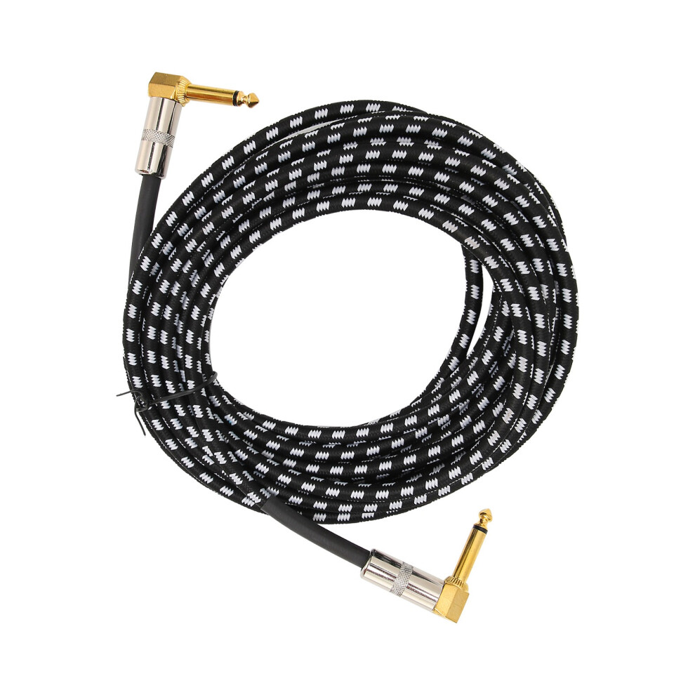 6.35Mm 6M Woven Cotton Mesh Guitar Cable, Right Angle Amp Cord 8741358672977